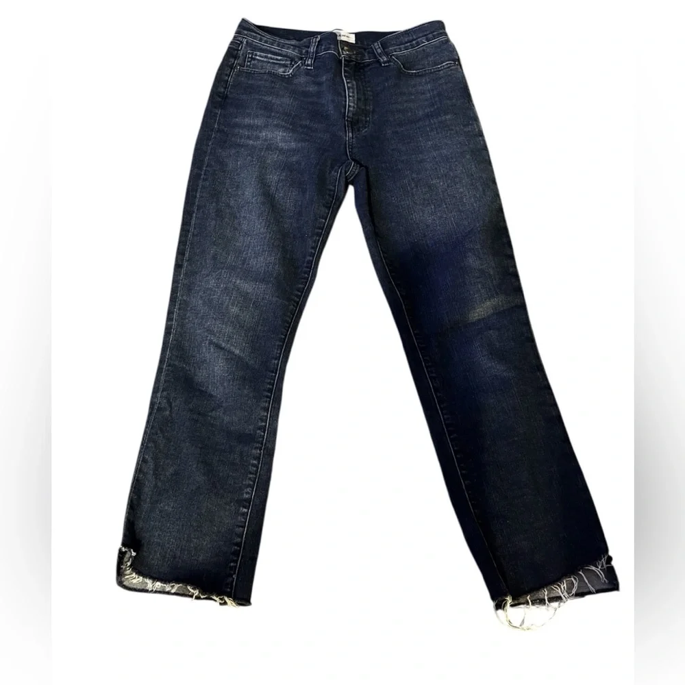 FRAME Le Original Straight Raw Hem High Rise Jeans – Dark Indigo Wash‎ – Size 26